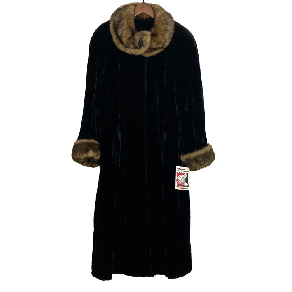 New Olympia Faux Fur Coat Womens XXL Black Long Maxi Brown Mink Made in USA